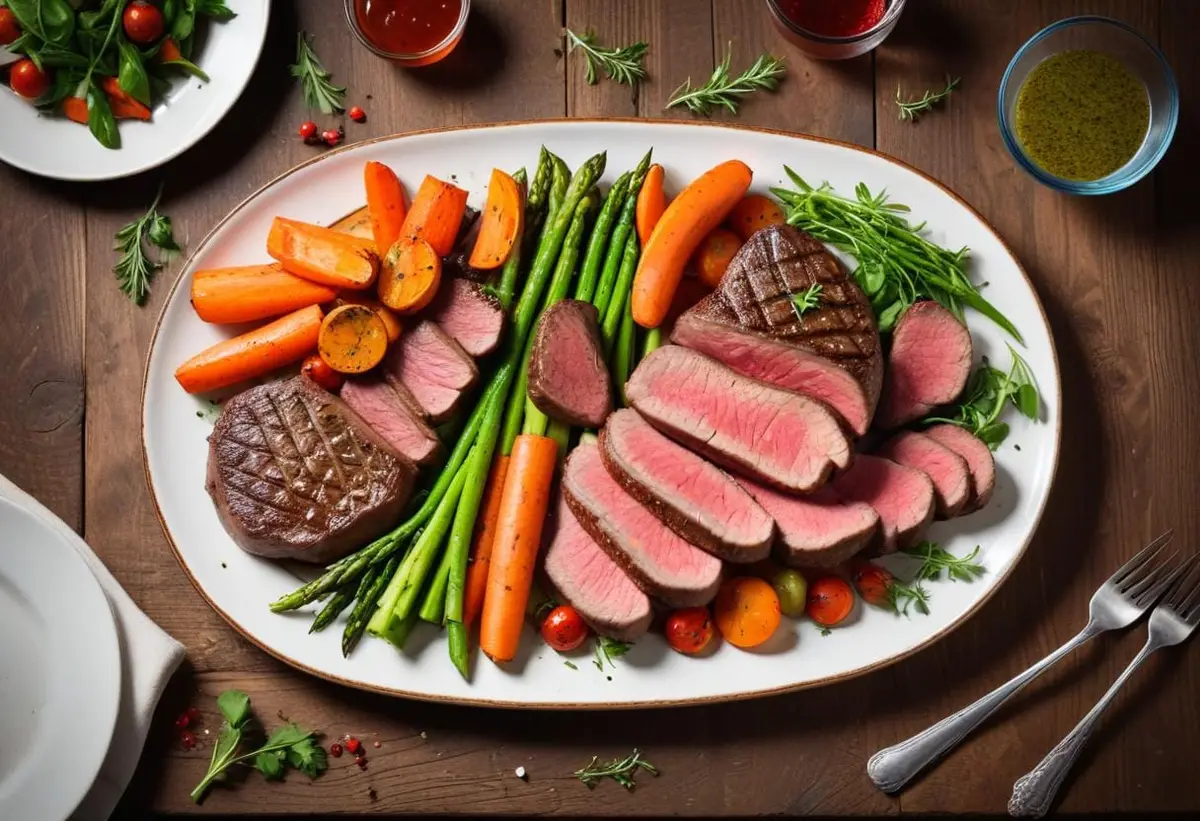 Rött kött på tallriken illustration